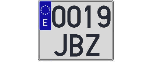 0019JBZ matricula cuadrada