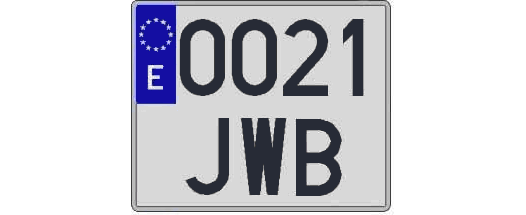0021JWB matricula cuadrada