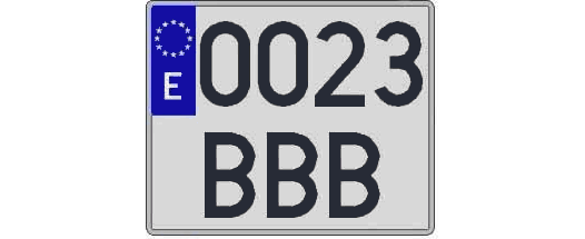 0023BBB matricula cuadrada