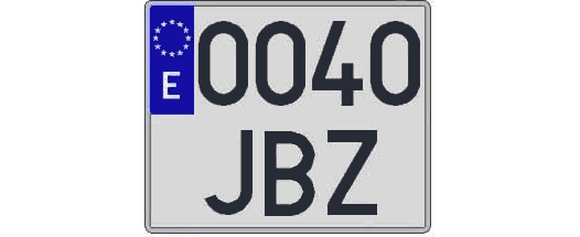 0040JBZ matricula cuadrada
