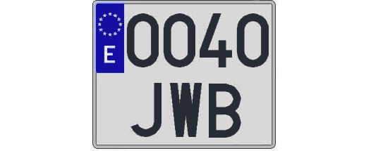 0040JWB matricula cuadrada