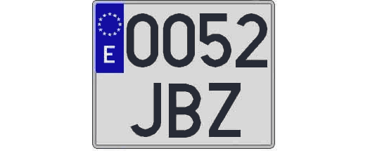 0052JBZ matricula cuadrada