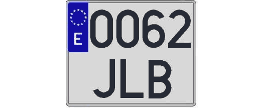 0062JLB matricula cuadrada