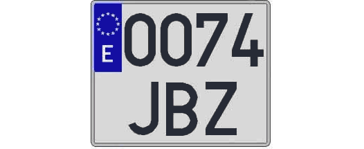 0074JBZ matricula cuadrada