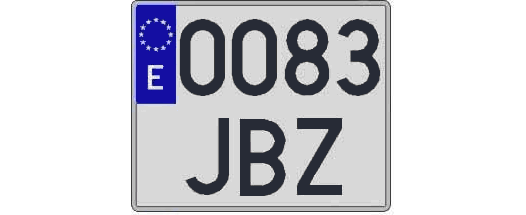 0083JBZ matricula cuadrada