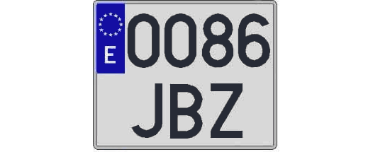 0086JBZ matricula cuadrada