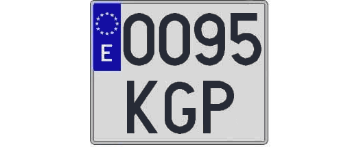 0095KGP matricula cuadrada