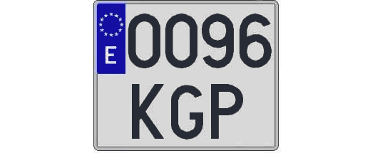 0096KGP matricula cuadrada