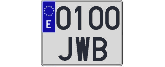 0100JWB matricula cuadrada