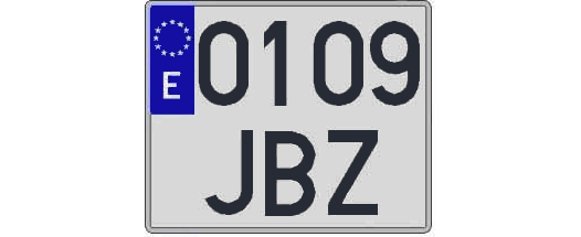 0109JBZ matricula cuadrada