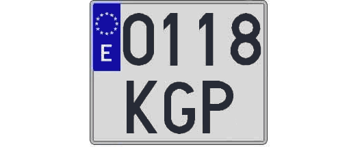 0118KGP matricula cuadrada