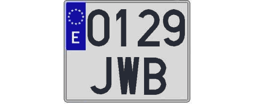 0129JWB matricula cuadrada