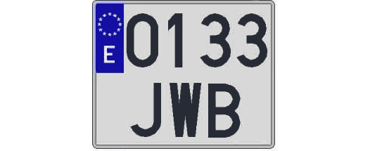 0133JWB matricula cuadrada