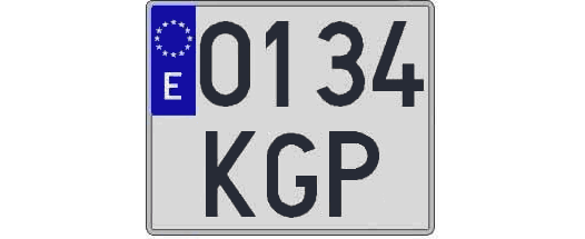 0134KGP matricula cuadrada