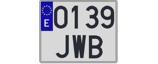 0139JWB matricula cuadrada