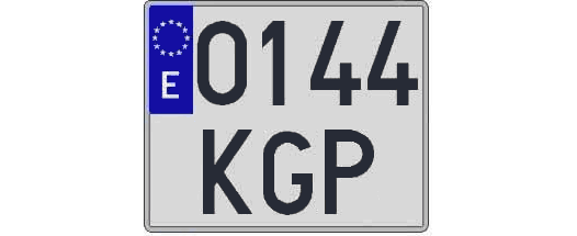 0144KGP matricula cuadrada