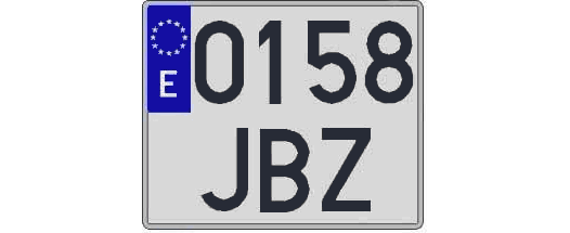 0158JBZ matricula cuadrada