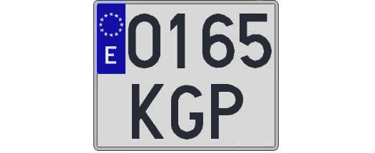 0165KGP matricula cuadrada