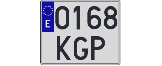 0168KGP matricula cuadrada