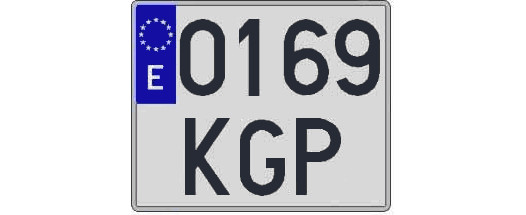 0169KGP matricula cuadrada