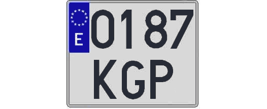 0187KGP matricula cuadrada