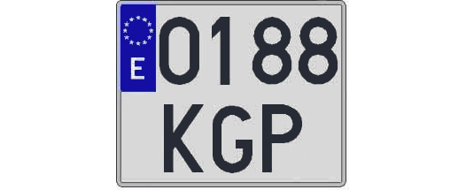 0188KGP matricula cuadrada