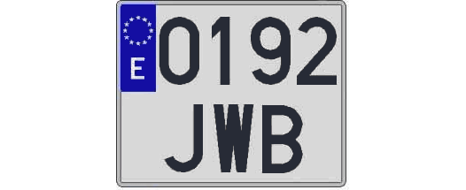 0192JWB matricula cuadrada