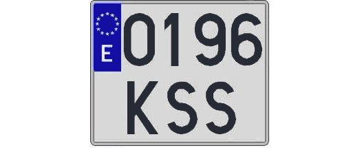0196KSS matricula cuadrada