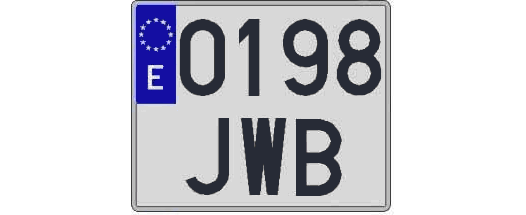 0198JWB matricula cuadrada