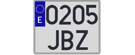 0205JBZ matricula cuadrada