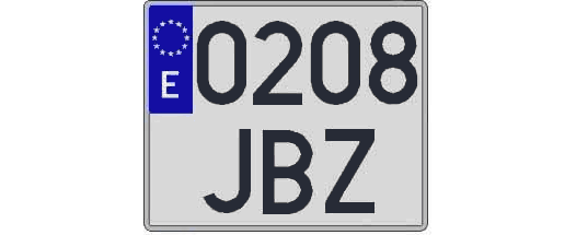 0208JBZ matricula cuadrada