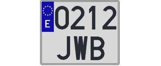 0212JWB matricula cuadrada