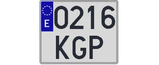 0216KGP matricula cuadrada