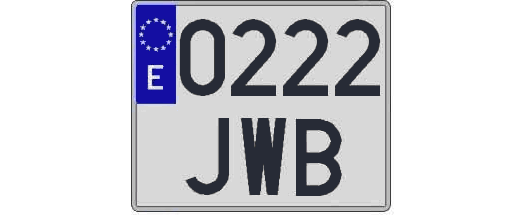 0222JWB matricula cuadrada