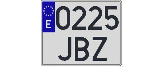 0225JBZ matricula cuadrada