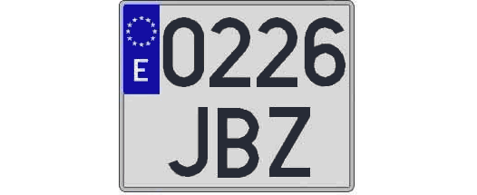 0226JBZ matricula cuadrada