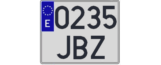 0235JBZ matricula cuadrada