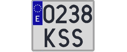 0238KSS matricula cuadrada