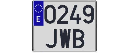 0249JWB matricula cuadrada
