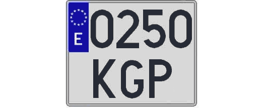 0250KGP matricula cuadrada