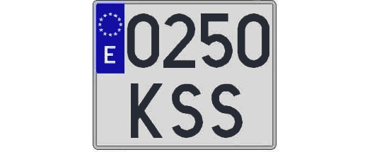 0250KSS matricula cuadrada