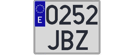 0252JBZ matricula cuadrada