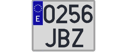 0256JBZ matricula cuadrada