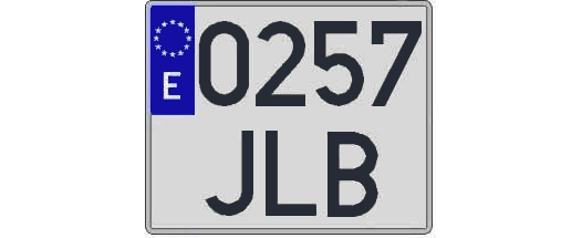 0257JLB matricula cuadrada