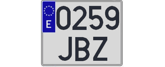 0259JBZ matricula cuadrada
