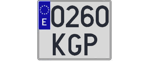 0260KGP matricula cuadrada