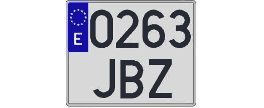 0263JBZ matricula cuadrada