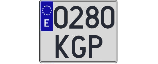 0280KGP matricula cuadrada