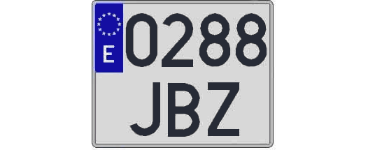 0288JBZ matricula cuadrada