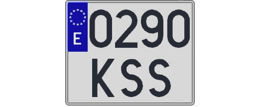 0290KSS matricula cuadrada